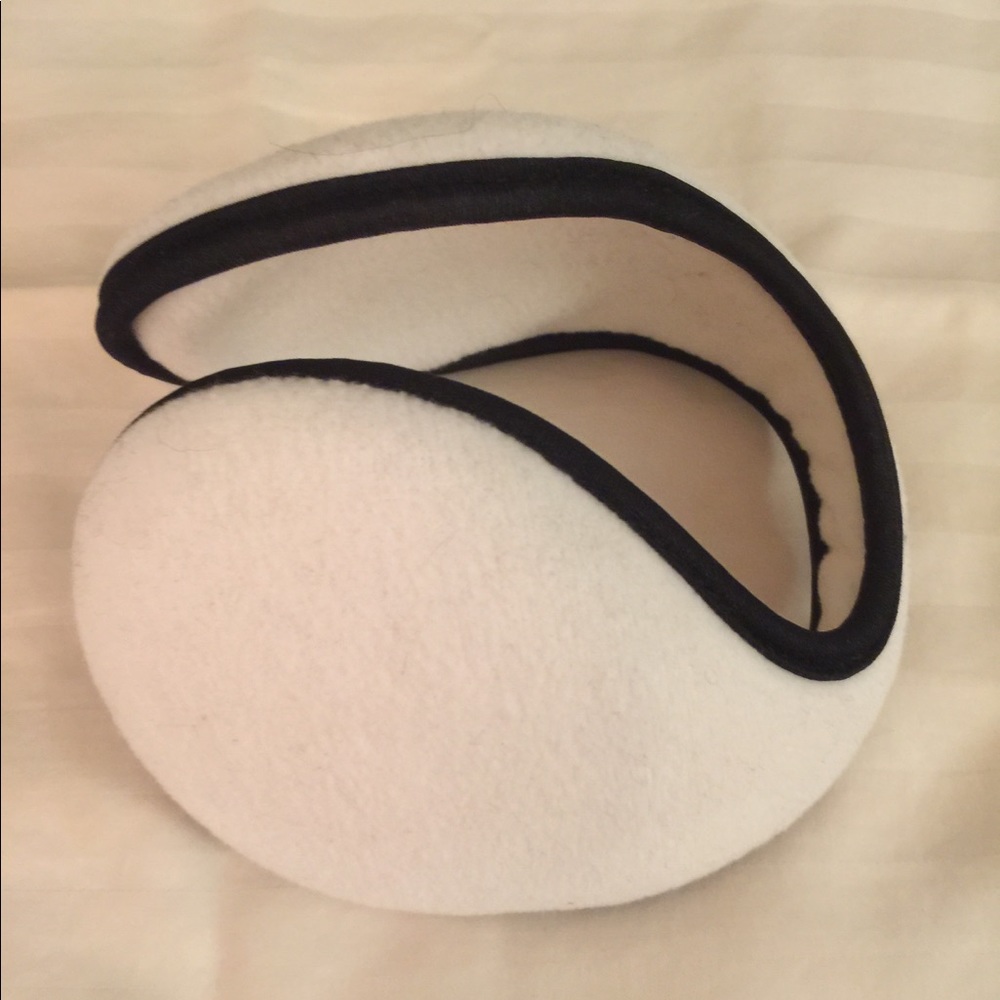 Warm Earmuffs, White with Black Trim! Cozy!